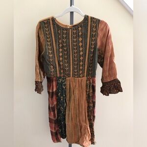 YOUNG THREADS NWT Dress Rust Embroidered Plaid Size medium